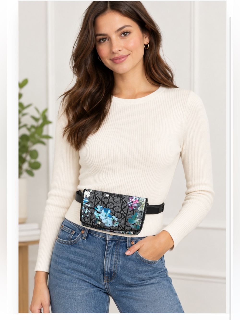 Calvin Klein signature floral belt bag